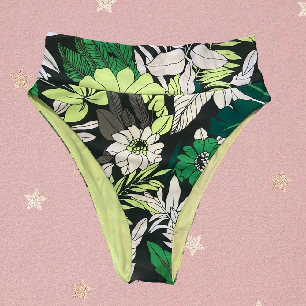 NWT American Eagle Aerie High Waisted Cheeky High Cut Out Bikini Bottoms S